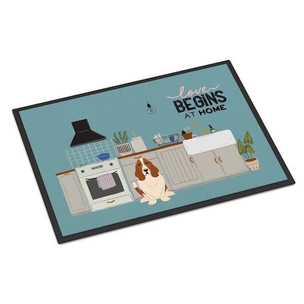 Carolines Treasures Carolines Treasures CK7725MAT 18 x 27 in. Basset Hound Kitchen Scene Indoor or Outdoor Mat CK7725MAT - main